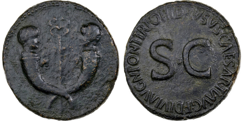 Drusus, Sestertius, 22-23, Rome, Rare, Bronze, AU(50-53), RIC:42
Confronting he...