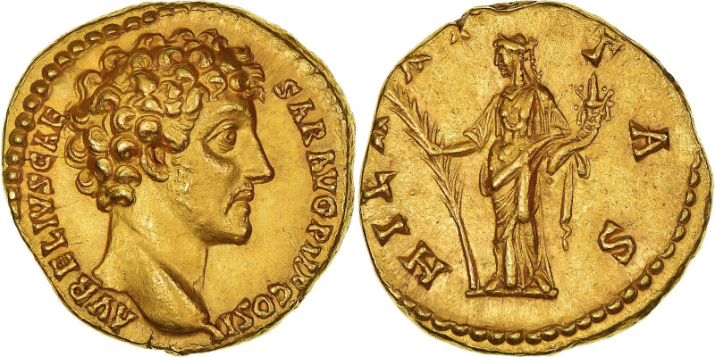 Marcus Aurelius, Aureus, 145-161, Rome, Gold, AU(55-58), RIC:III-432a
Head of M...