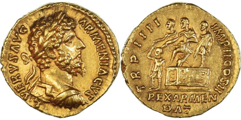 Lucius Verus, Aureus, 163-164, Rome, Gold, AU(50-53), RIC:511
Bust of Lucius Ve...