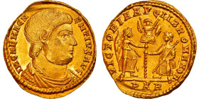 Magnentius, Solidus, 350-351, Arles, Very rare, Gold, MS(60-62), RIC:132