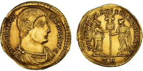 Magnentius, Solidus, 350-353, Treveri, Gold, AU(55-58), RIC:VIII 247