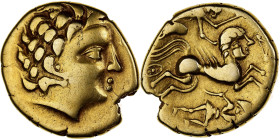 Aulerci Cenomani, Stater, 1st century BC, Gold, EF(40-45), Delestrée:2150