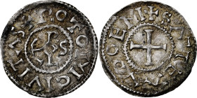 Abbey of Saint-Ouen in Rouen, Denarius, mid-late 10th Century, Silver, AU(50-53)