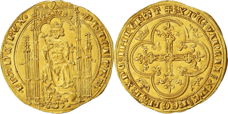 France, Philippe VI, Lion d'or, 1338, Gold, AU(55-58), Duplessy:250
Philip VI c...