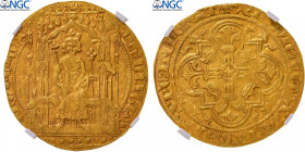 France, Philippe VI, Double d'or, 1340, Pontivy's Hoard, Gold, NGC, AU58