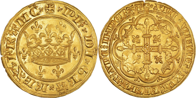 France, Philippe VI, Couronne D'or, 1340, Gold, MS(60-62), Duplessy:252
Royal c...
