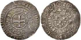 France, Charles VI, Gros aux lis, 1413-1414, Tournai, Billon, EF(40-45)