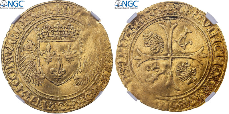 France, Louis XII, Ecu d'or aux Porcs-Epics, Bayonne, Gold, NGC, AU58
Crowned s...