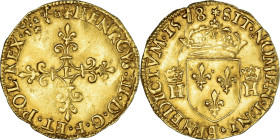 France, Henri III, Écu d'or au soleil, 1578, Bayonne, 2nd type, Gold