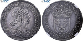 France, Louis XIII, 1/4 Ecu, 1643, Paris, Silver, NGC, AU Details, Gadoury:48