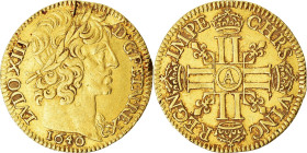 France, Louis XIII, 1/2 Louis d'or à la grosse tête, 1640, Paris, Gold