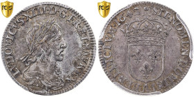 France, Louis XIII, 1/12 Ecu à la mèche courte, 1642, Paris, TOP POP, Silver