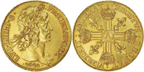 France, Louis XIII, 100 livres dit 10 louis d'or, col nu, 1640, Paris, Pedigree