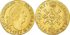 France, Louis XIV, Louis d'or de Béarn aux 4 L, 1695, Pau, New flan, Gold