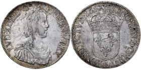 France, Louis XIV, Écu à la mèche longue, 1652, Paris, Silver, EF(40-45)