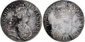 France, Louis XIV, Écu à la cravate, 1683, Bayonne, Silver, VF(30-35)