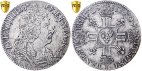 France, Louis XIV, Écu aux 8L, 2e type, portrait hybride, 1709, Bayonne