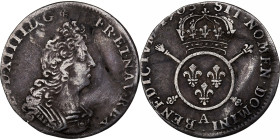 France, Louis XIV, 1/12 Ecu aux insignes, 1703, Paris, reformed, Silver