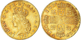 France, Louis XV, 1/2 Louis d'or de Noailles, 1717, Paris, Gold, MS(60-62)