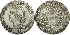 France, Louis XV, Écu à la vieille tête, 1774, Limoges, Silver, EF(40-45)