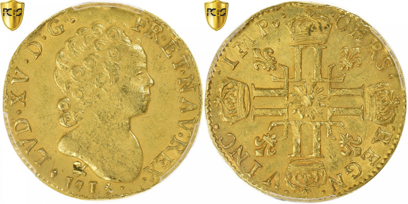 France, Louis XV, louis d'or au soleil, 1715, Aix, Pedigree, Gold, PCGS
Naked a...