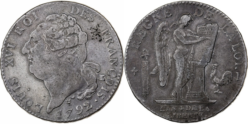 France, Louis XVI, Écu de 6 livres françois, 1792 / AN 4, Limoges, Silver
Bare ...