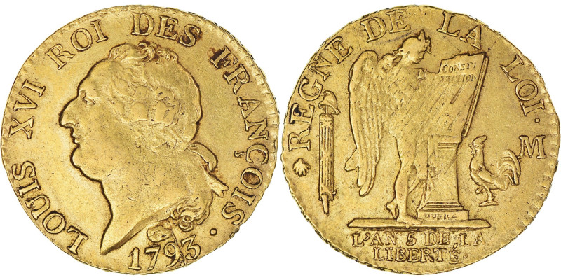 Coin, France, Louis XVI, 24 Livres, 1793, Toulouse, Very rare, EF(40-45), Gold
...