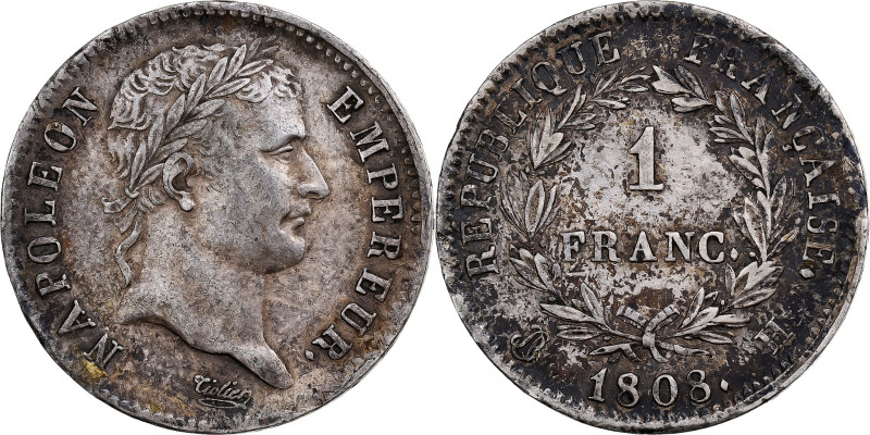 France, Napoleon I, 1 Franc, 1808, La Rochelle, Silver, AU(50-53), Gadoury:446
...