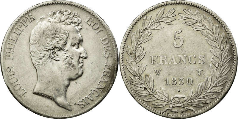 France, Louis-Philippe I, 5 Francs, 1830, Lille, Silver, EF(40-45), Gadoury:675...