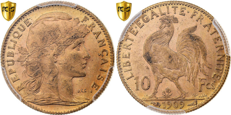 France, 10 Francs, Marianne, 1909, Paris, Gold, PCGS, MS62, Gadoury:1017
Head o...