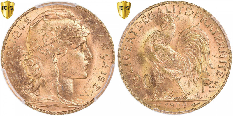 France, 20 Francs, Marianne, 1909, Paris, Gold, PCGS, MS65, Gadoury:1064a
Bust ...