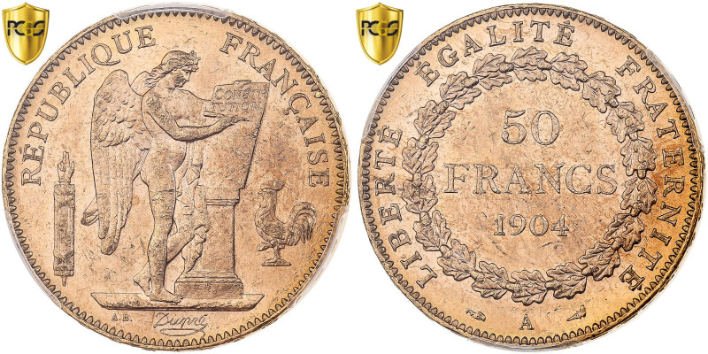 France, 50 Francs, Génie, 1904, Paris, Gold, PCGS, MS63, Gadoury:1113
Winged Ge...