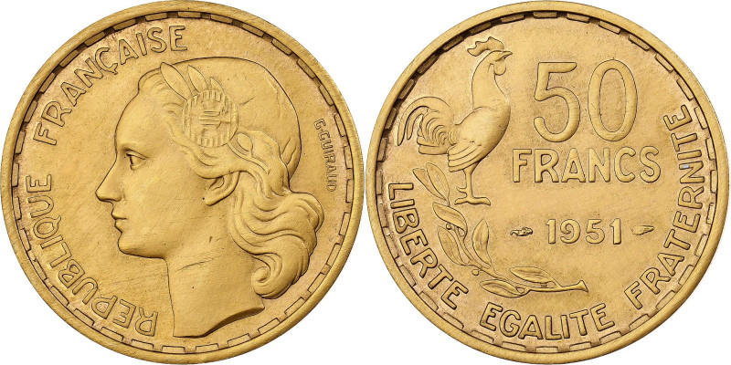 France, 50 Francs, Guiraud, 1951, Paris, Gold pattern, Gold, AU(55-58)
Marianne...