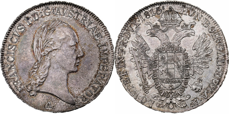 Austria, Franz I, 1/2 Thaler, 1815, Vienne, Silver, AU(50-53), KM:2152
Laureate...