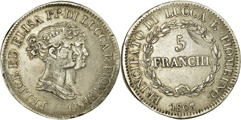 Principality of Lucca and Piombino, Felice and Elisa, 5 Franchi, 1808, Firenze
...