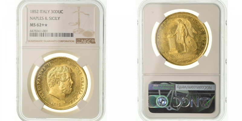 Kingdom of the Two Sicilies, Ferdinando II, 30 Ducati, 1852, Naples, Gold, NGC
...