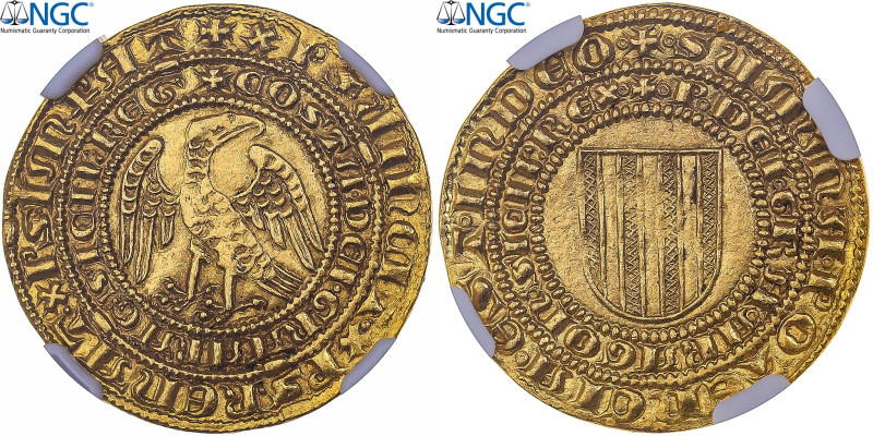 Kingdom of Sicily, Pietro & Constanza, Pierreale, 1282-1283, Messina, Gold, NGC...