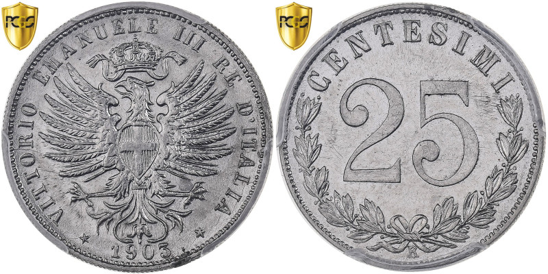 Italy, Vittorio Emanuele III, 25 Centesimi, 1903, Rome, Nickel, PCGS, MS64
Crow...