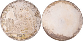 French Indochina, Piastre, 1930, Paris, Uniface pattern, Silvered bronze, MS(63)