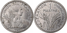 French Indochina, 1 Piastre, 1946, Paris, Pattern, Copper-nickel, MS(60-62)