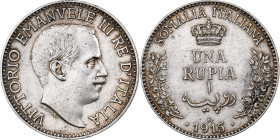 Italian Somaliland, Vittorio Emanuele III, Rupia, 1915, Rome, Silver