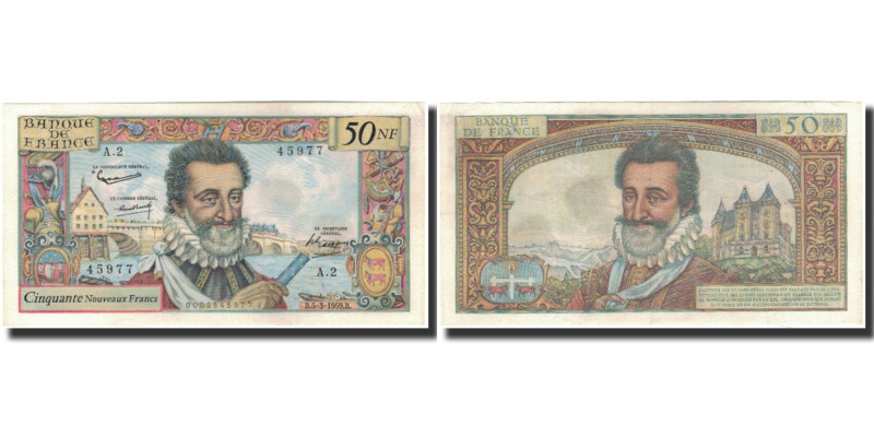 France, 50 Nouveaux Francs, 50 NF 1959-1961 ''Henri IV'', 1959-03-05, UNC(63)
I...