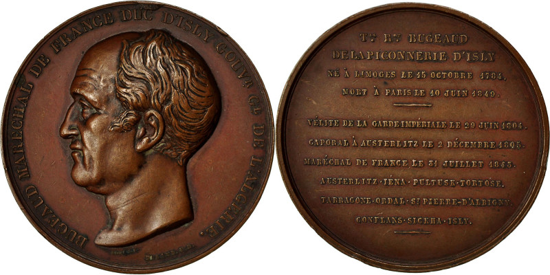 France, Medal, Death of Marechal Bugeaud, 1849, Copper, Rogat, AU(50-53)
Bare h...