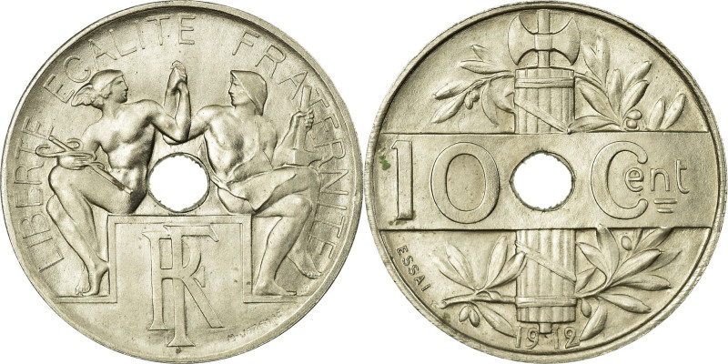 France, 10 Centimes, Concours de Varenne, 1912, Paris, Pattern, Nickel, MS(63)
...