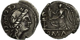 Egnatuleia, Quinarius, 97 BC, Rome, Silver, AU(50-53), Crawford:333/1
