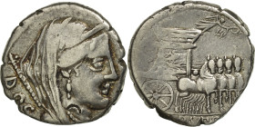 Rubria, Denarius, 87 BC, Rome, Silver, VF(30-35), Crawford:348/2