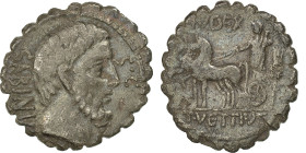 Vettia, Denarius Serratus, 70 BC, Rome, Silver, VF(30-35), Crawford:404/1