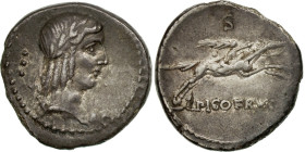 Calpurnia, Denarius, 90 BC, Rome, Silver, AU(50-53), Crawford:340/1