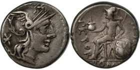 Fabia, Denarius, 126 BC, Rome, Silver, EF(40-45), Crawford:268/1a
