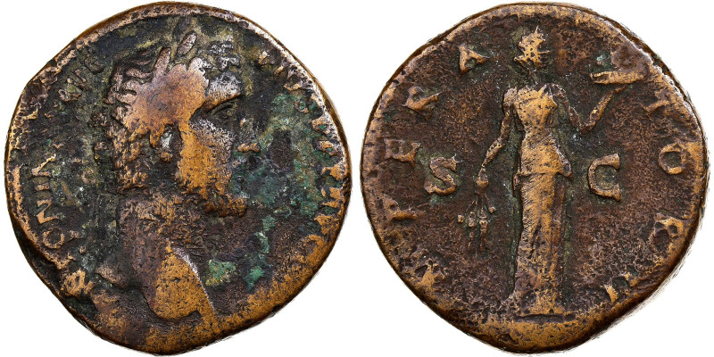 Antoninus Pius, Sestertius, 143-144, Rome, Bronze, VF(20-25), RIC:716a
Head of ...